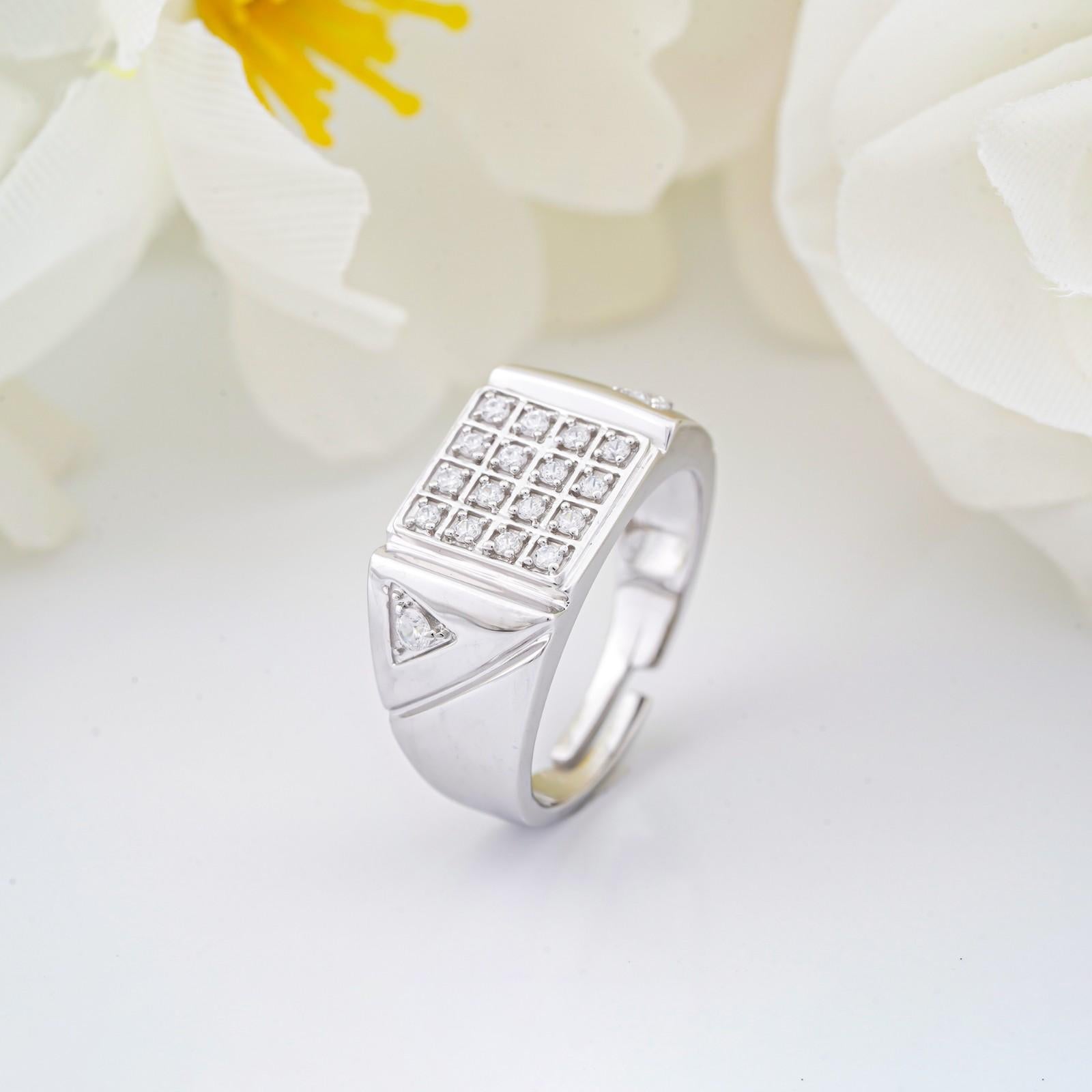 Silver Cluster Ring Band For Him