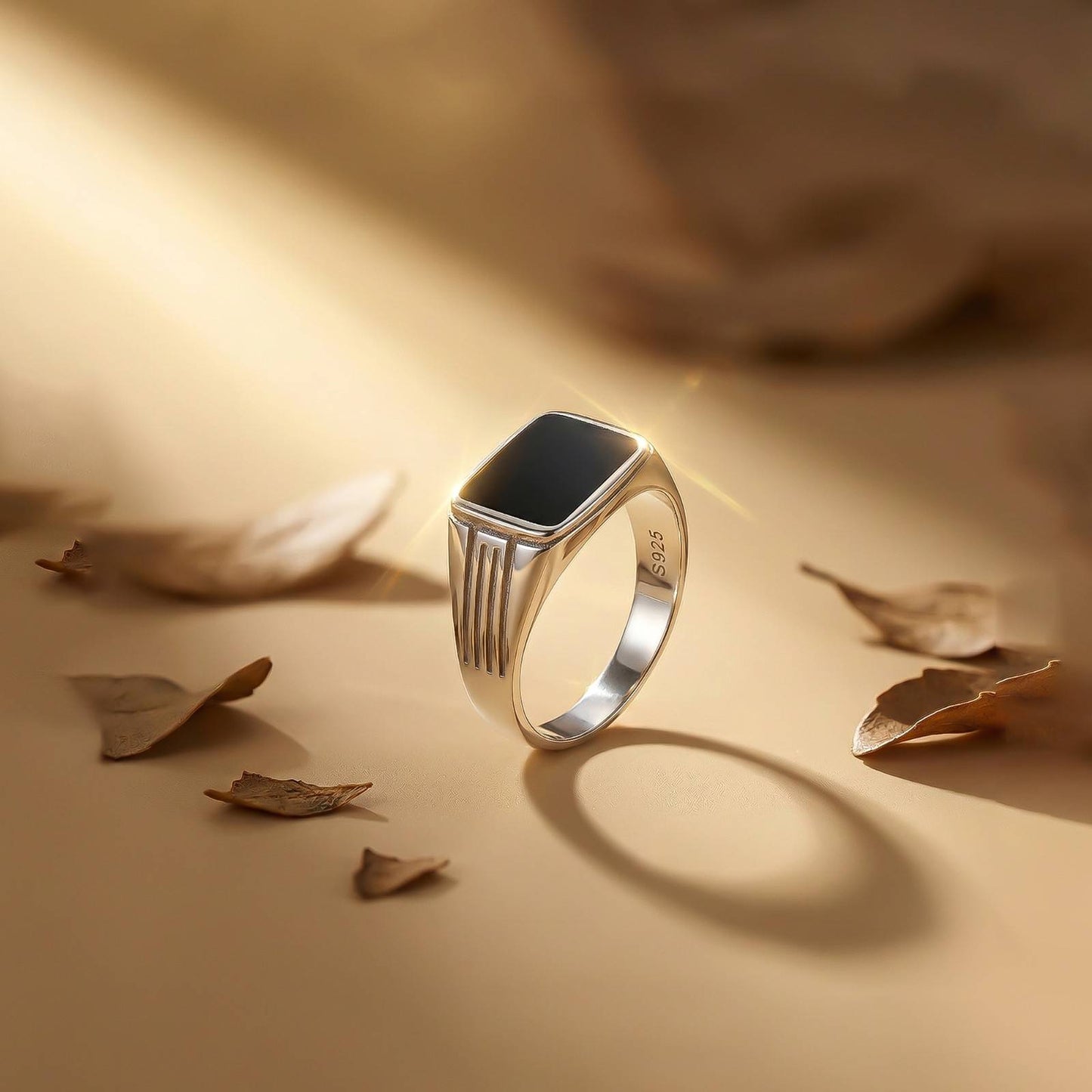 Silver Rectangular Signet Ring for Men