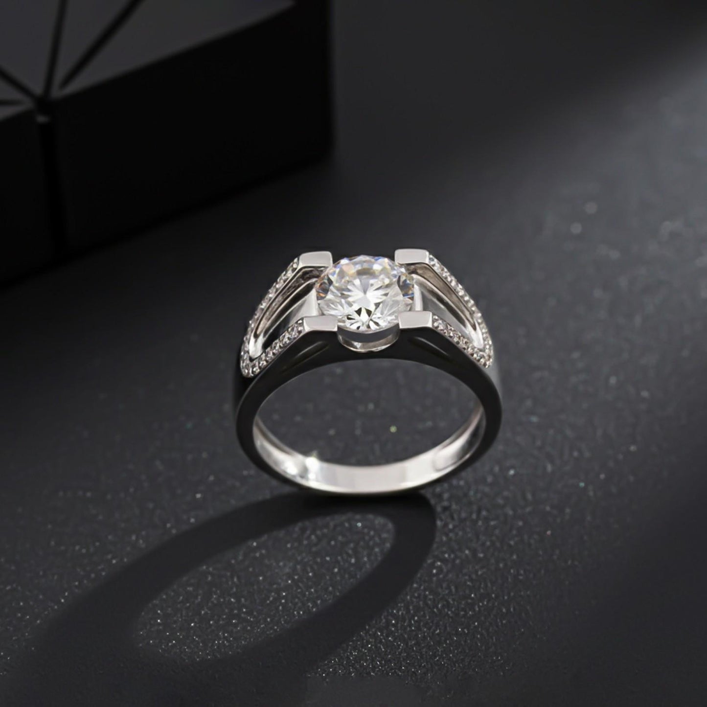 Silver Solitaire Statement Ring for Him