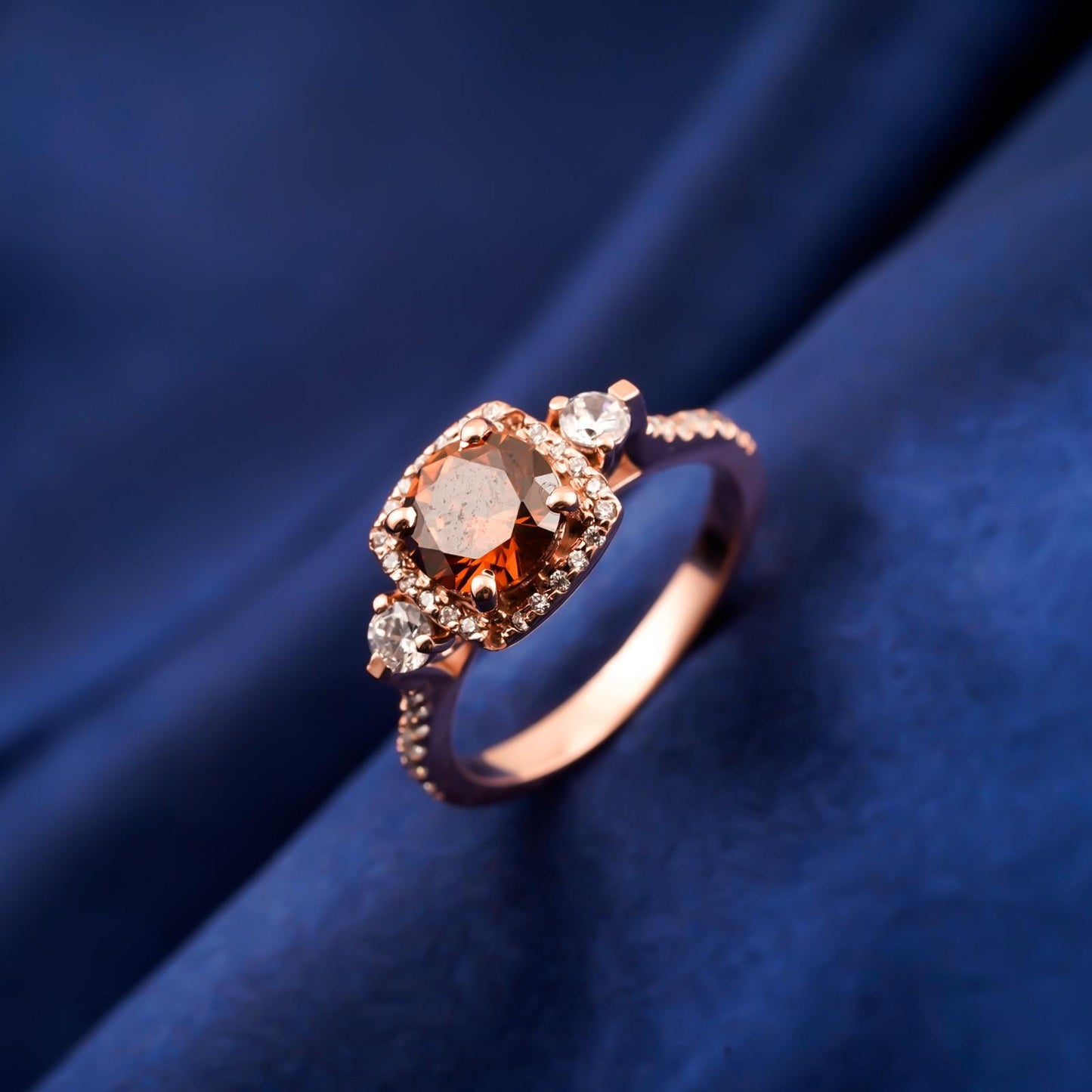 Silver Smoky Quartz Halo Ring for Women