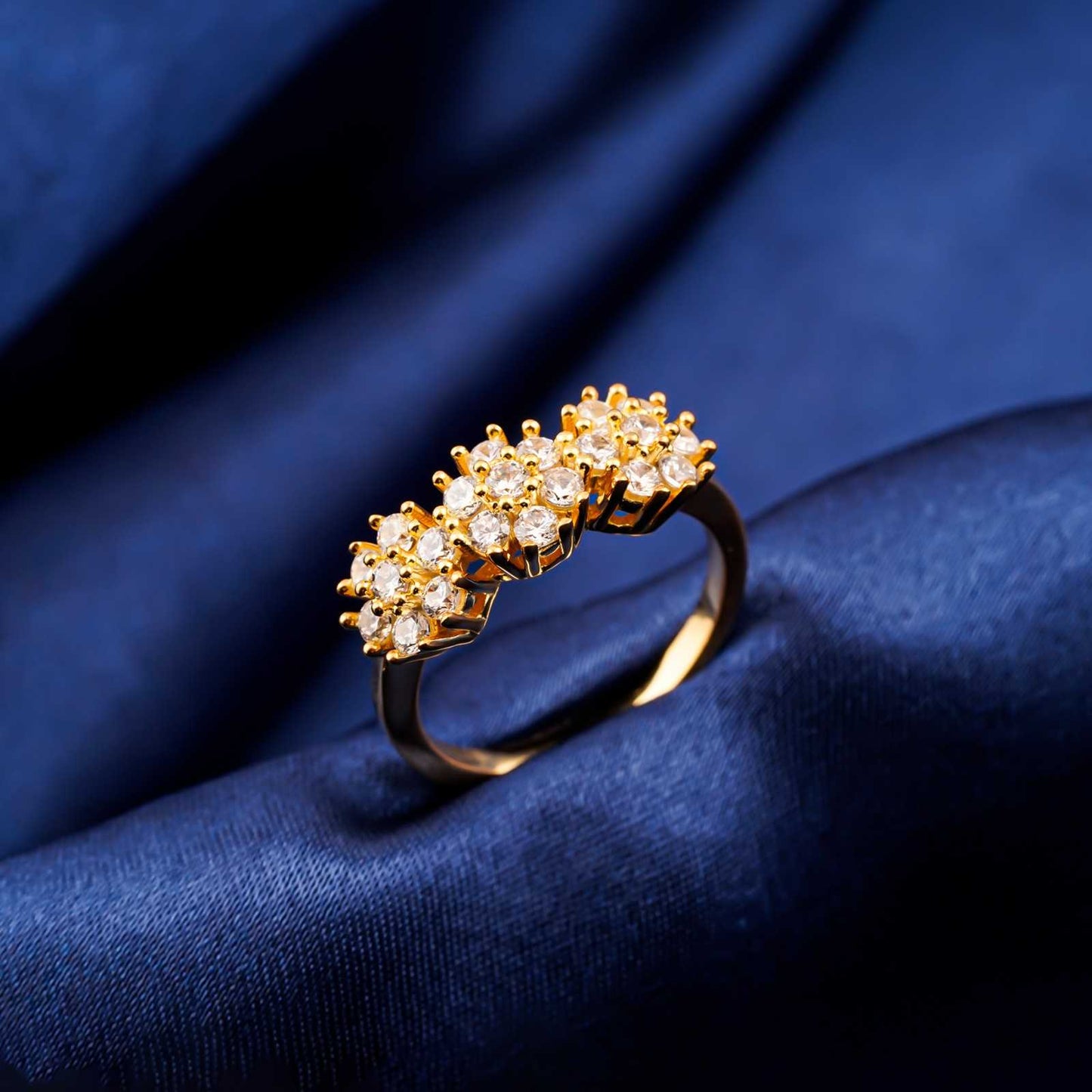 Silver Floral Cluster Statement Ring