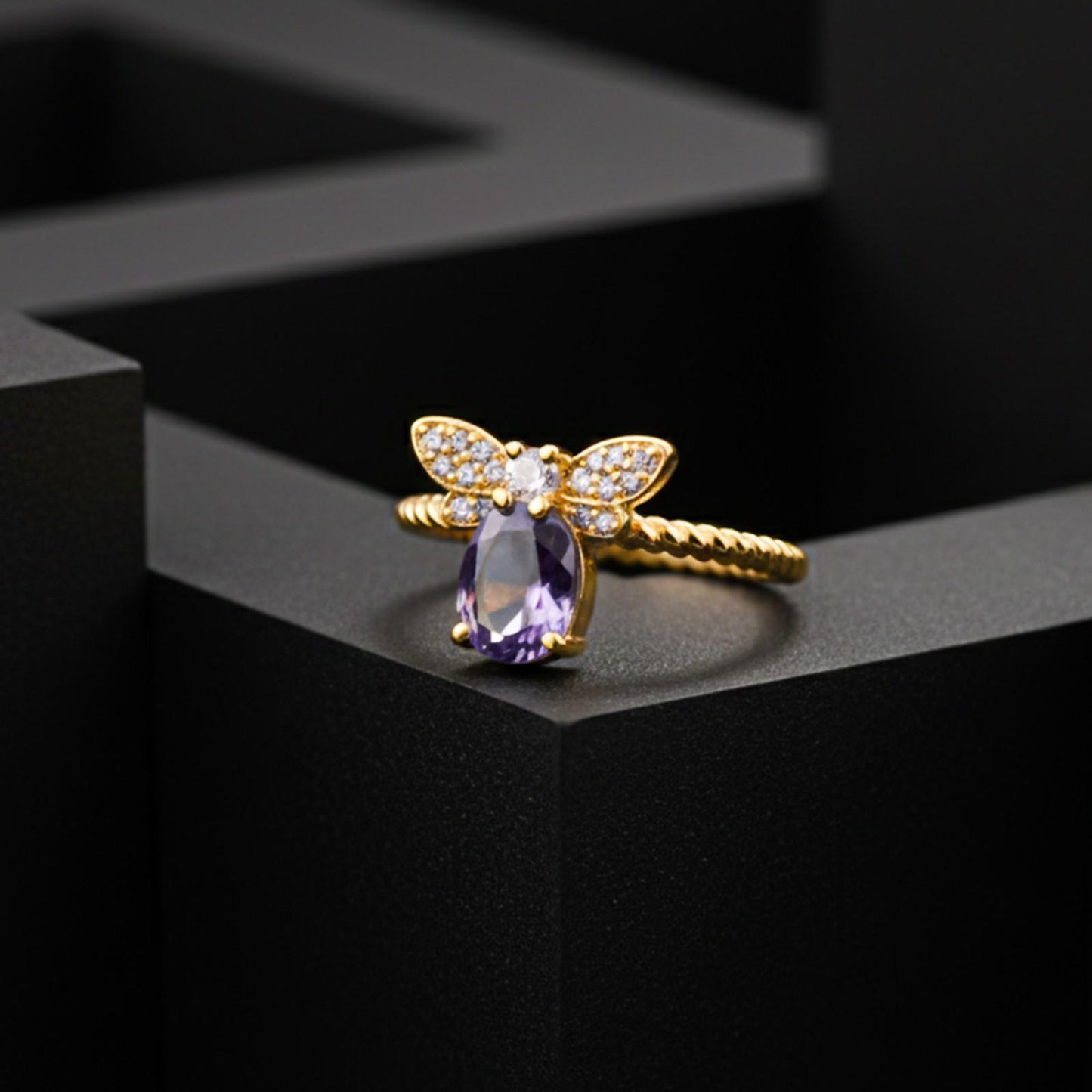 Silver Alexandrite Butterfly Ring for Women