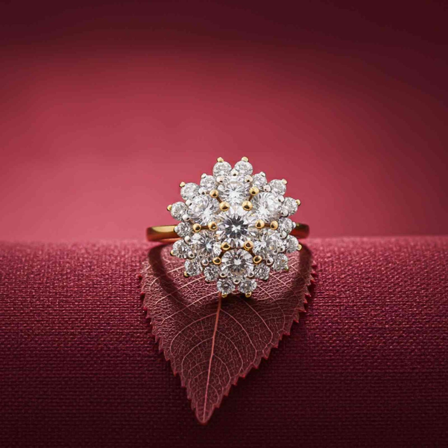 Silver Floral Cluster Statement Ring