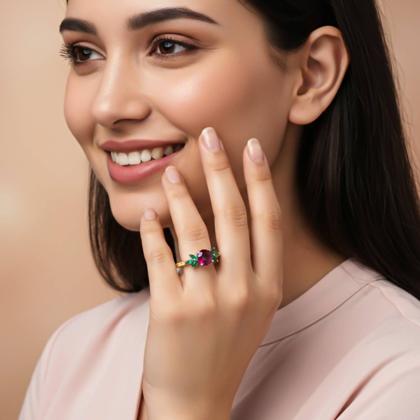 Silver Floral Accent Ring for Women