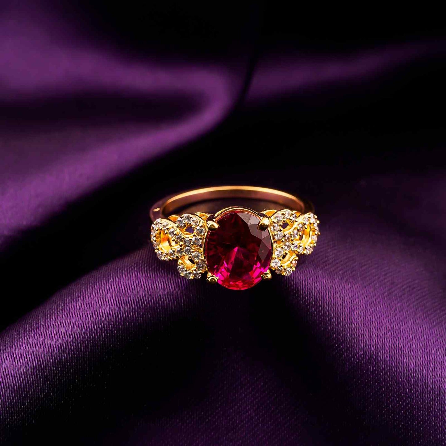 Silver Red Ruby Designer Ring