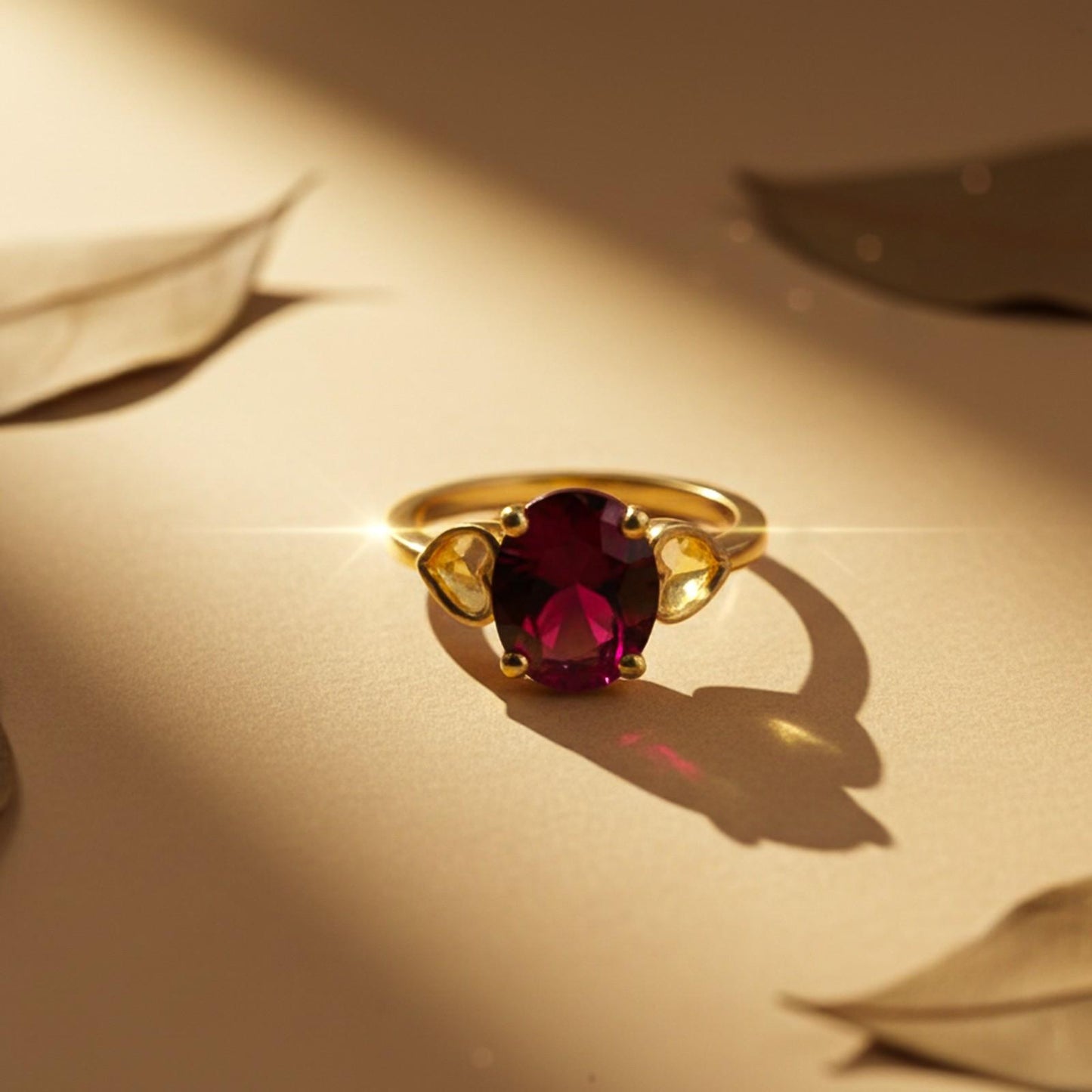 Silver Red Ruby Solitaire Ring
