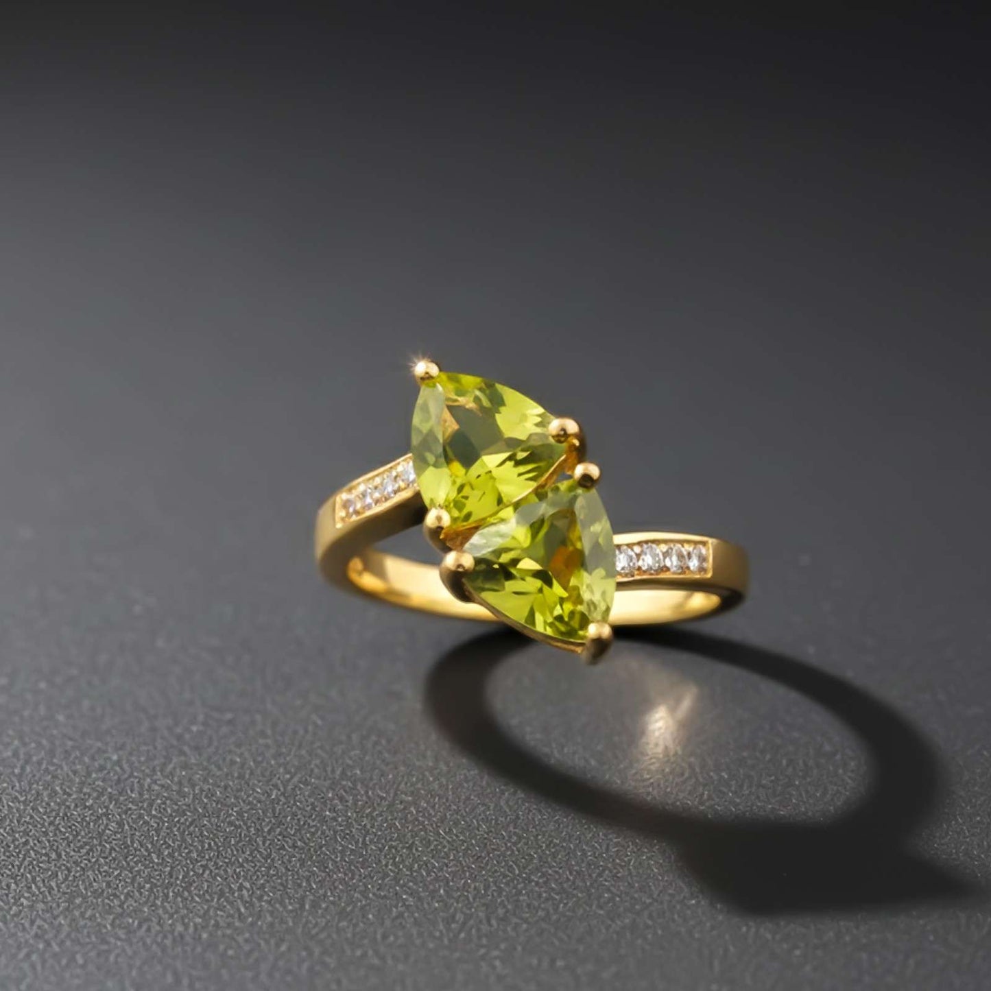 Silver Marquise Peridot Bypass Ring