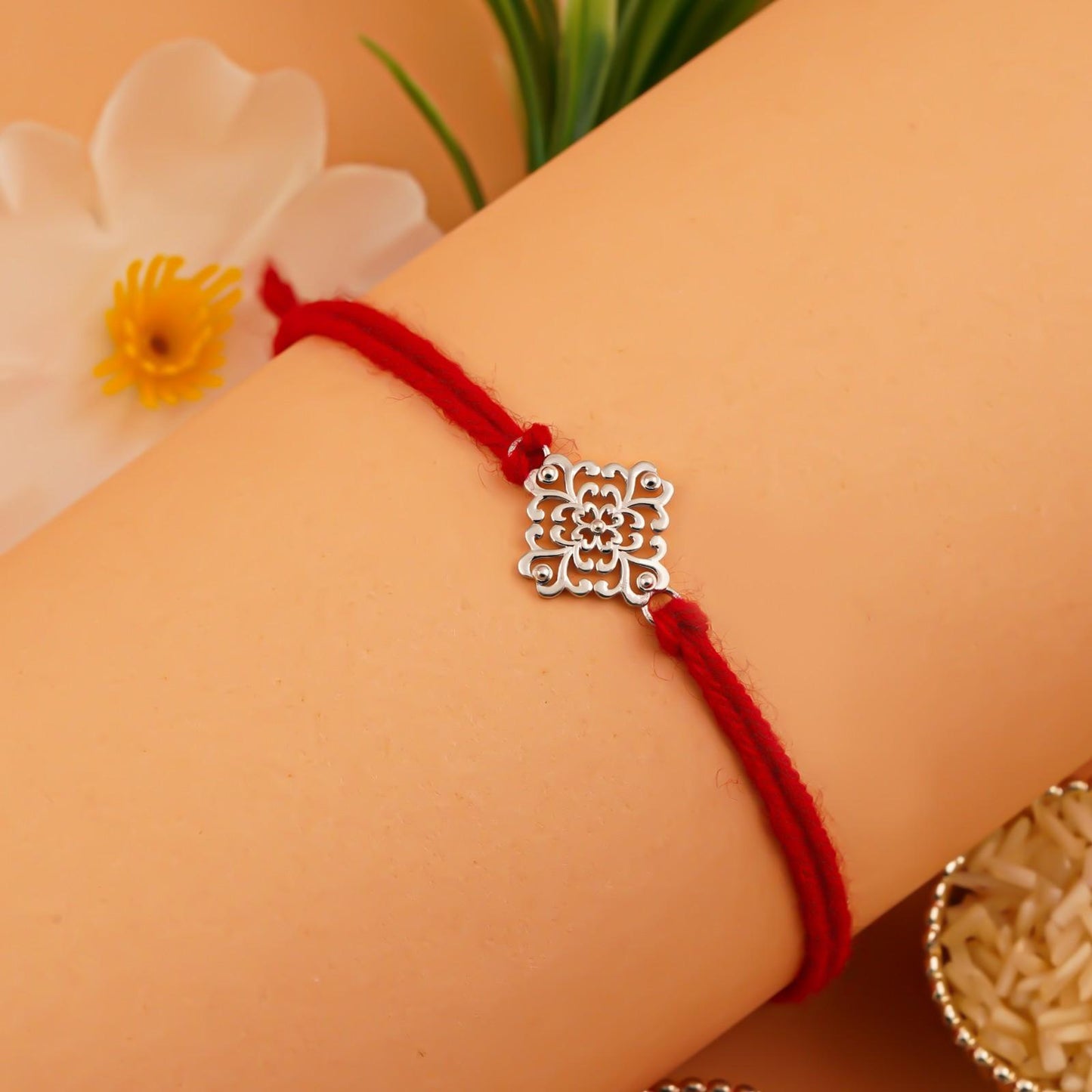 Silver Rakhi: Silver Mandala Vintage Rakhi