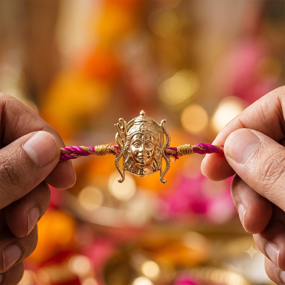 Golden Lord Ram Face Rakhi