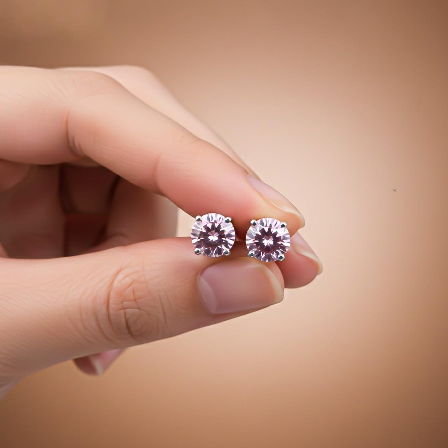 Silver Sapphire Circular Studs Earring