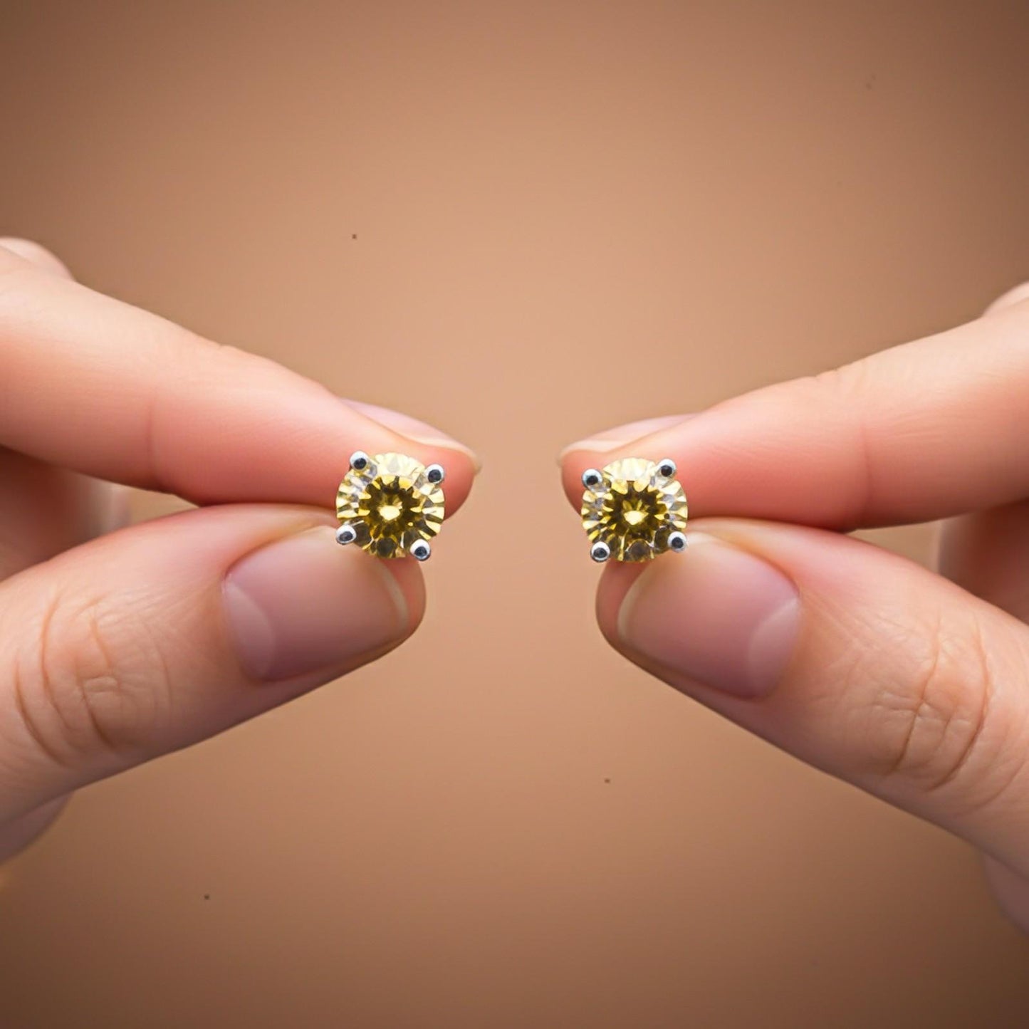 Yellow Champaign Stud Earrings