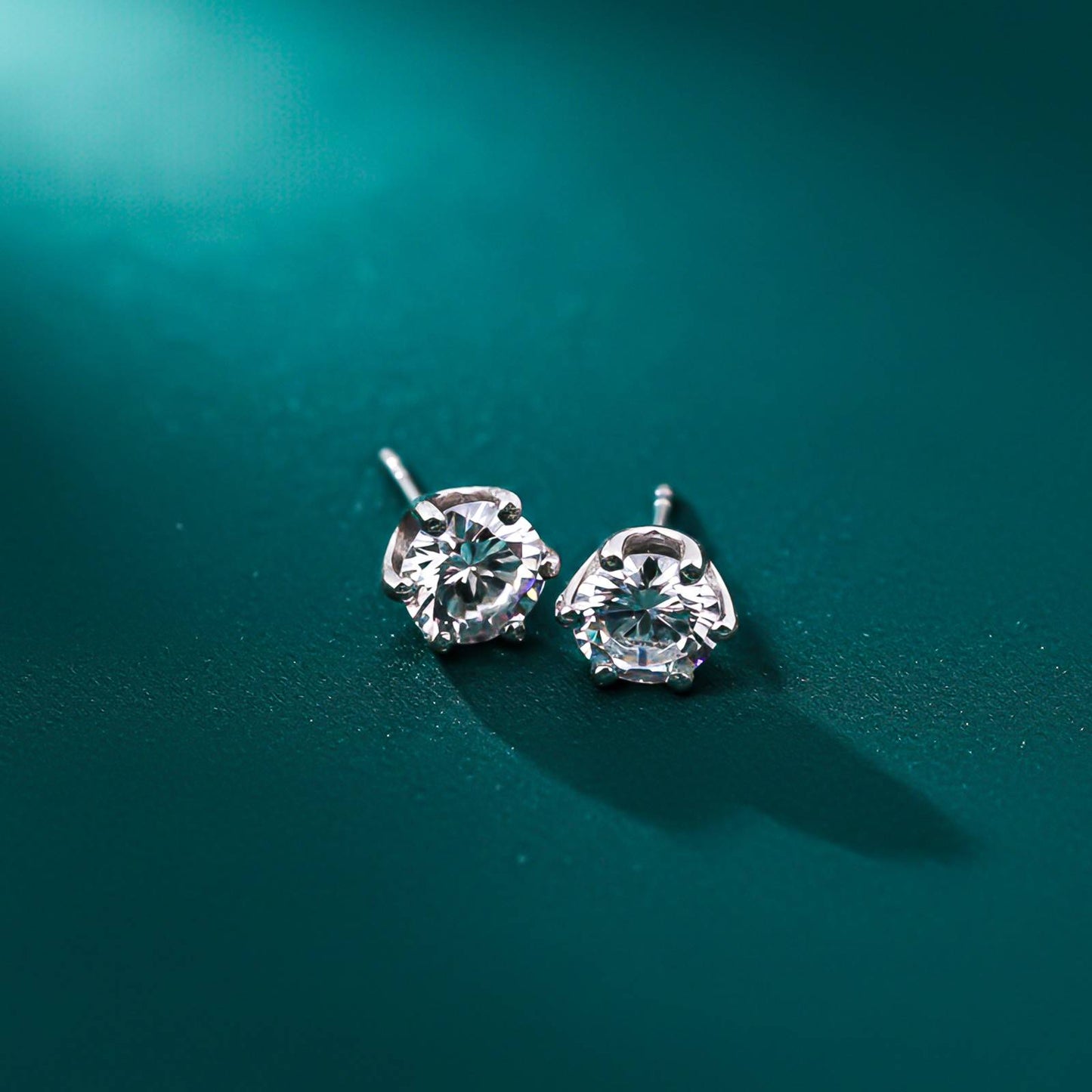 Silver Circle Zircon Stud Earrings