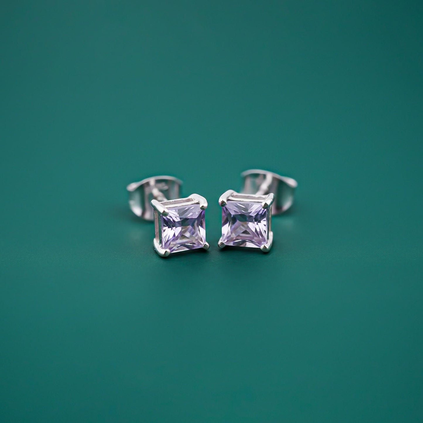 Silver Purple Haze Stud Earrings