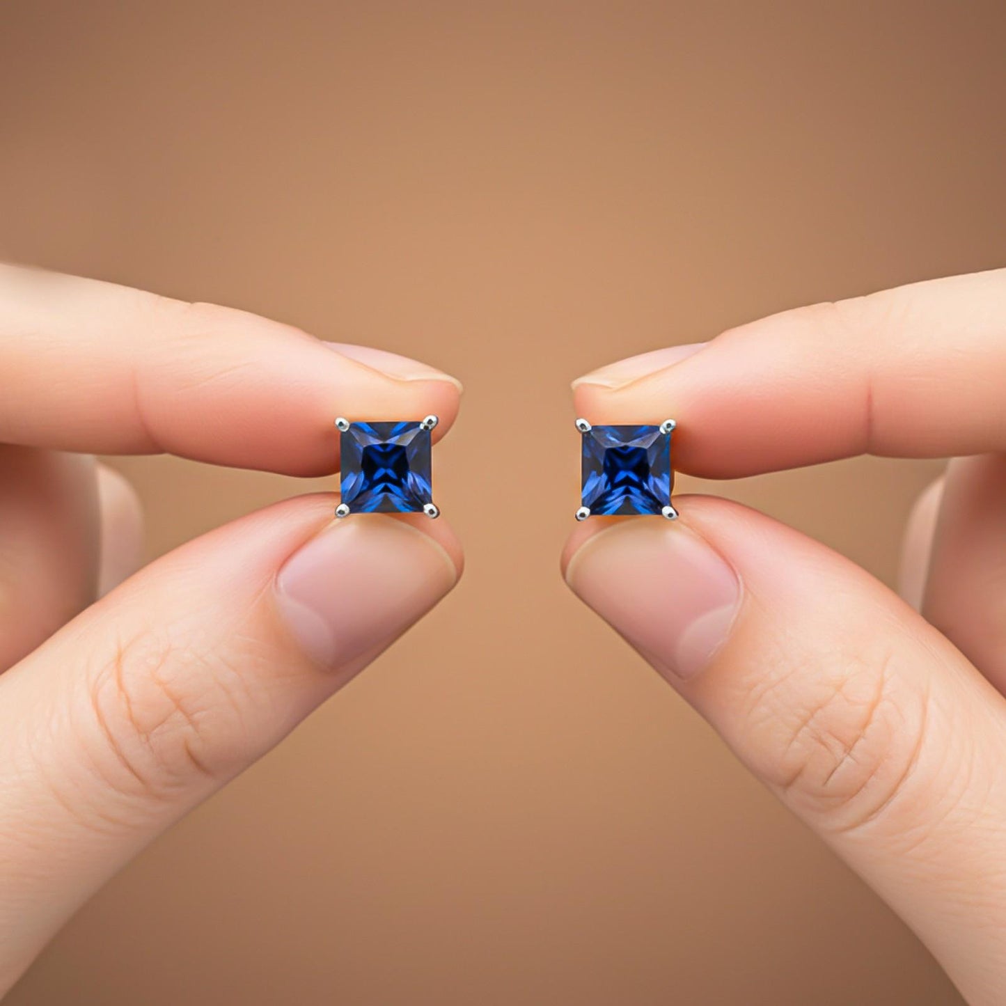 Silver Royal Blue Stud Earrings
