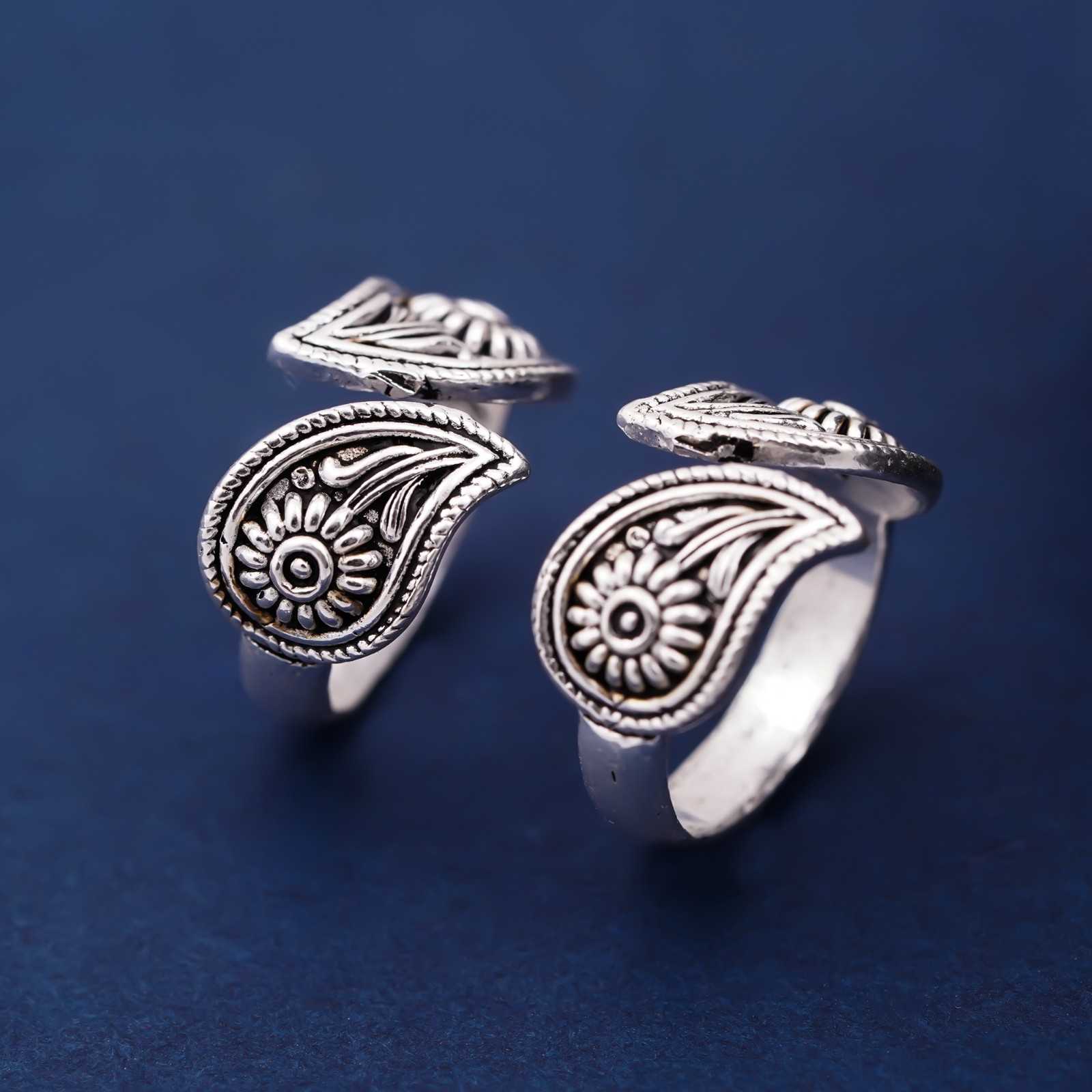 Bichua Jewellery Paisley Silver Toe Rings For Women