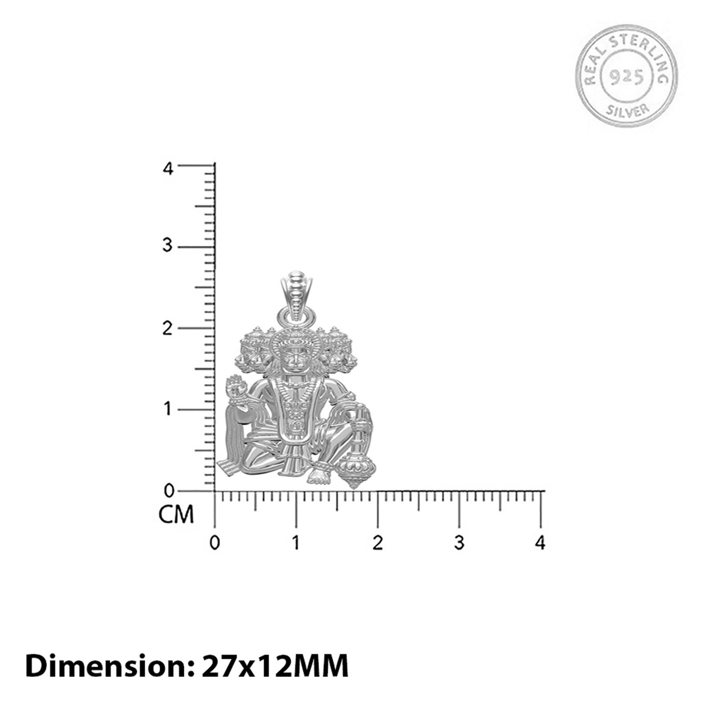 Silver God Panchmukhi Hanuman Pendant