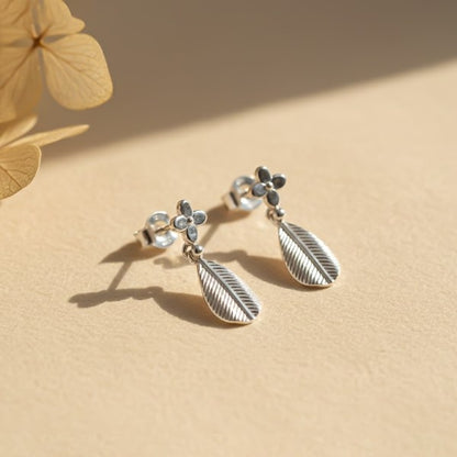 Silver Leafy Hazel Earrings