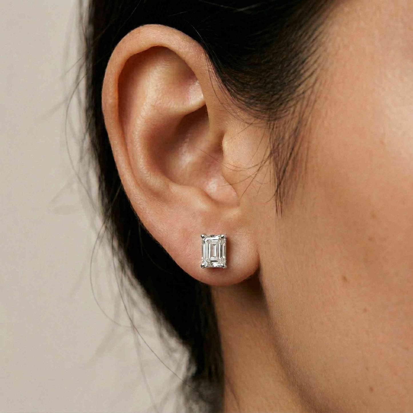2.5Ct Moissanite Emerald Cut Solitaire Stud Earrings