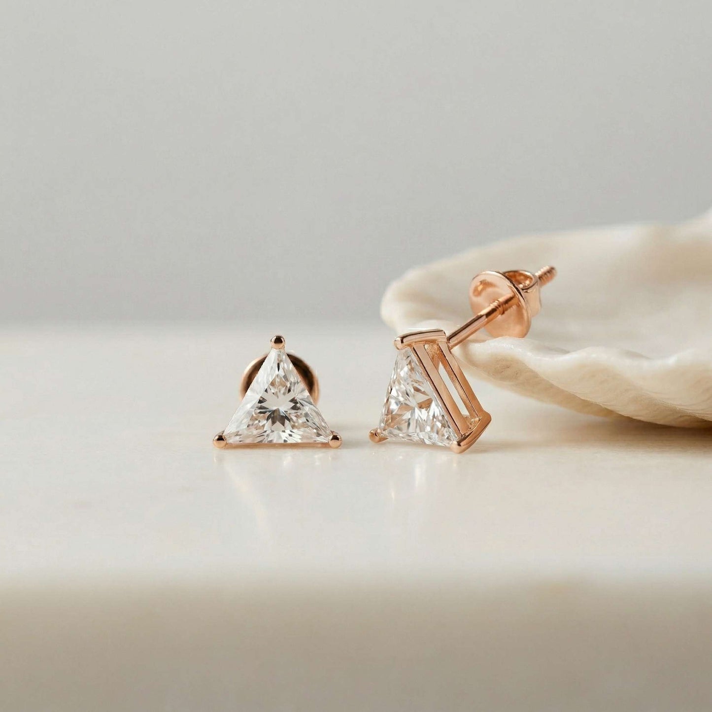 1.3Ct Moissanite Modern Trillion Cut Solitaire Stud Earrings