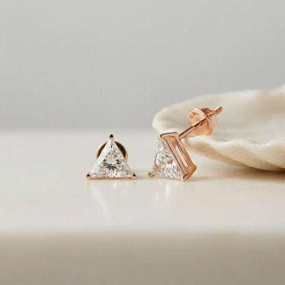 1.3Ct Moissanite Modern Trillion Cut Solitaire Stud Earrings