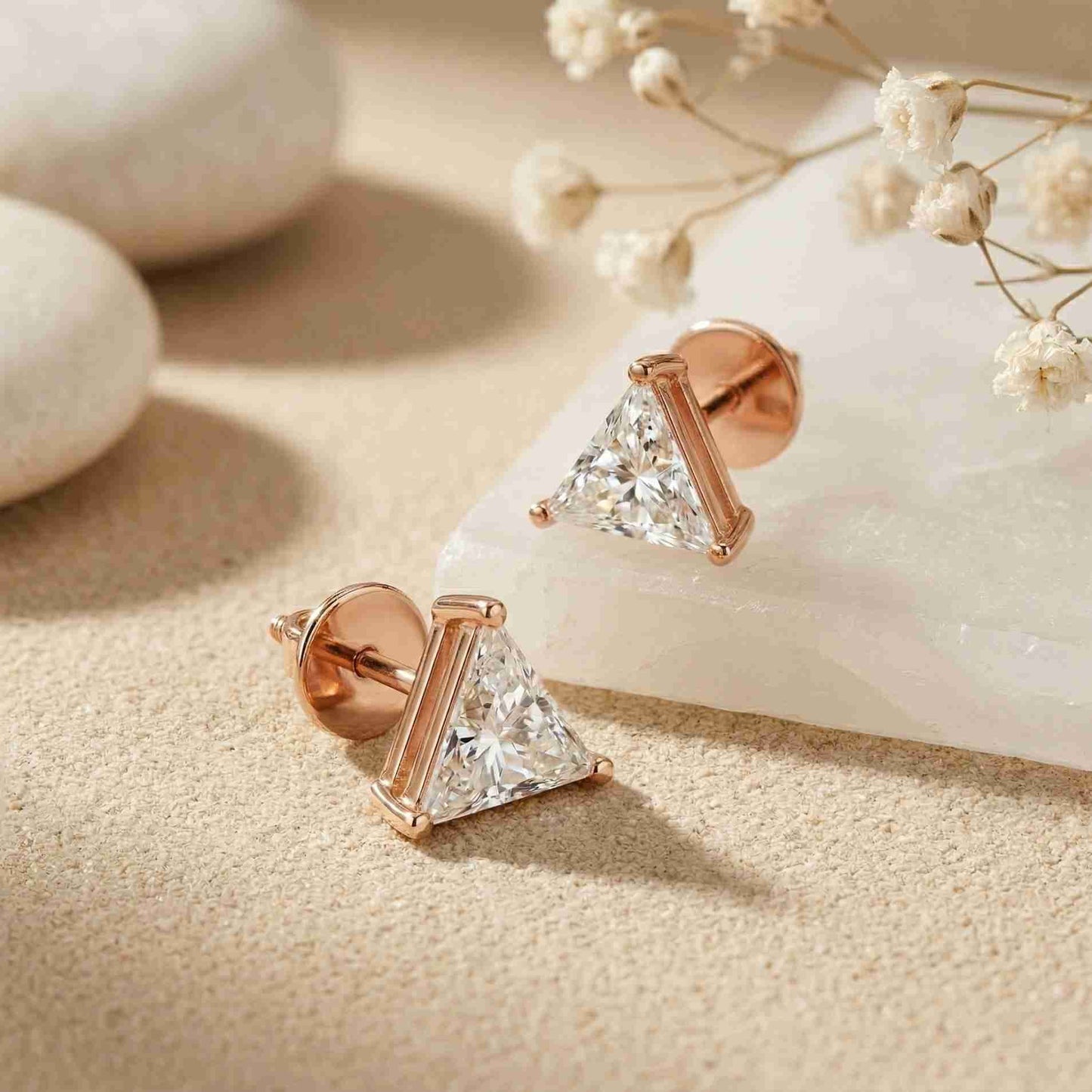 1.3Ct Moissanite Modern Trillion Cut Solitaire Stud Earrings