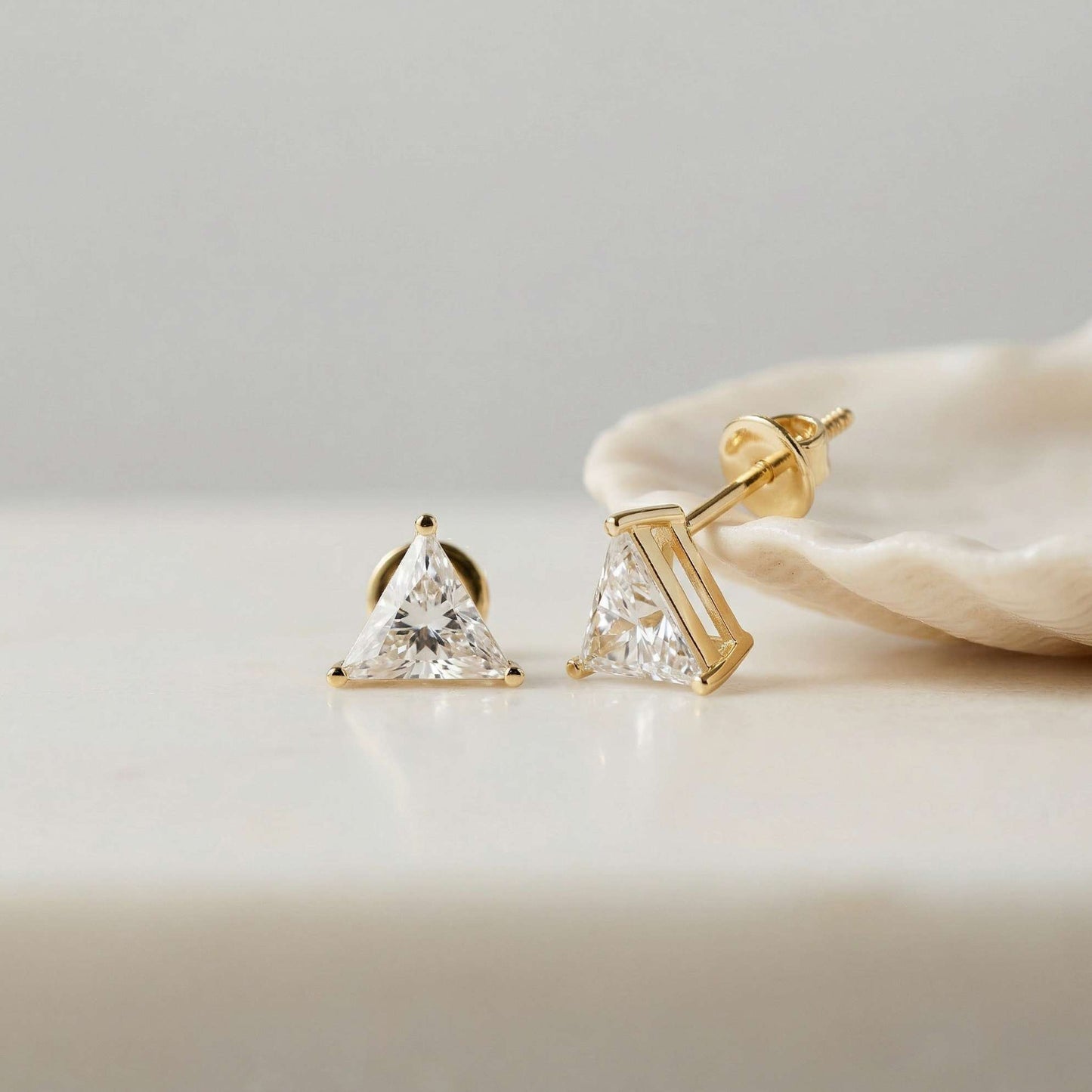 1.3Ct Moissanite Modern Trillion Cut Solitaire Stud Earrings