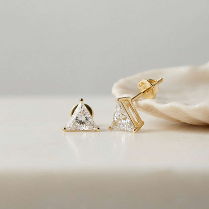 1.3Ct Moissanite Modern Trillion Cut Solitaire Stud Earrings