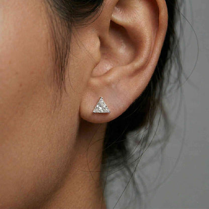 1.3Ct Moissanite Modern Trillion Cut Solitaire Stud Earrings