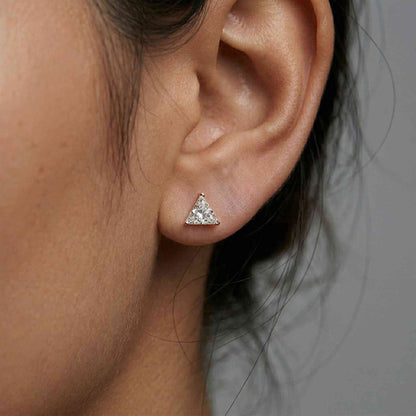 1.3Ct Moissanite Modern Trillion Cut Solitaire Stud Earrings