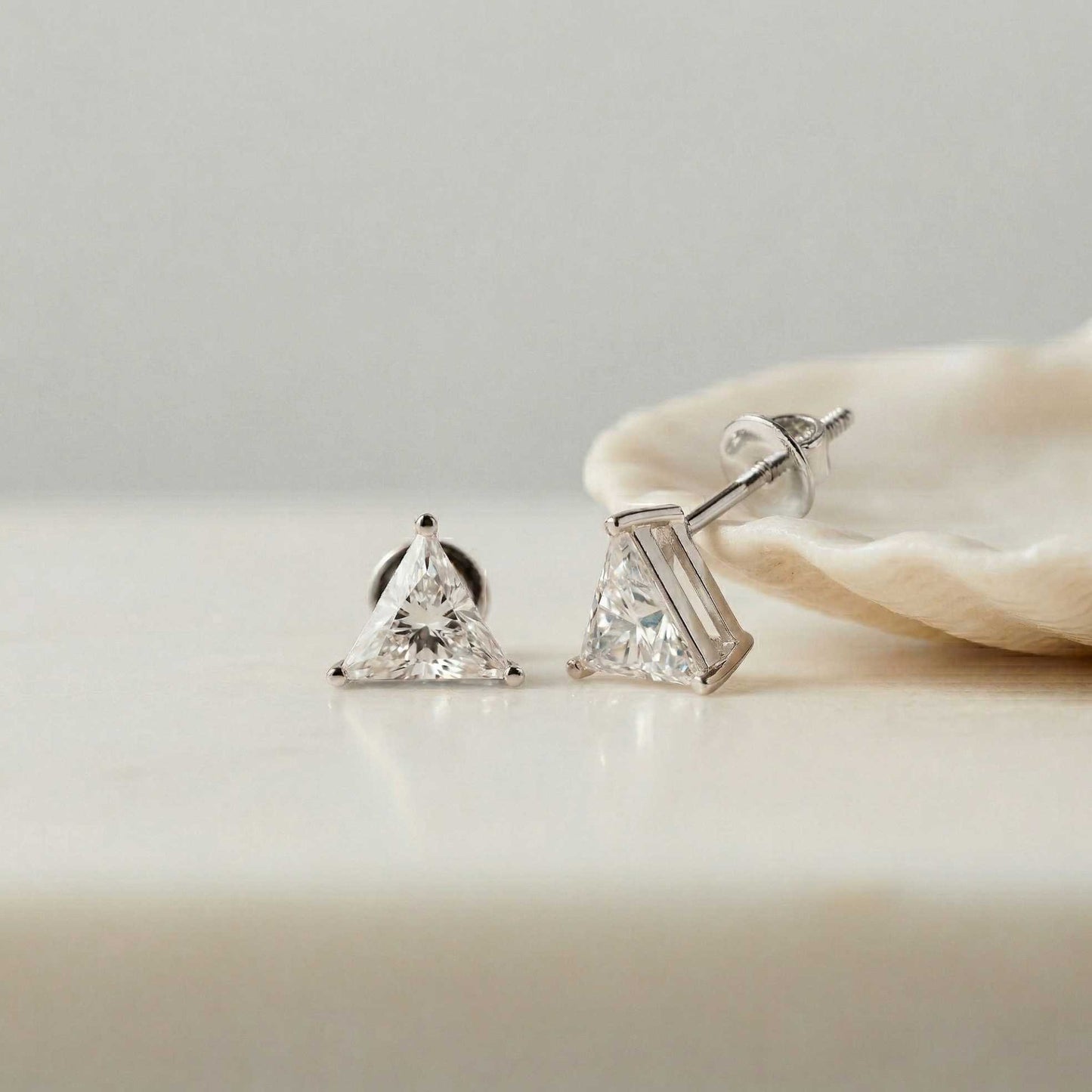 1.3Ct Moissanite Modern Trillion Cut Solitaire Stud Earrings