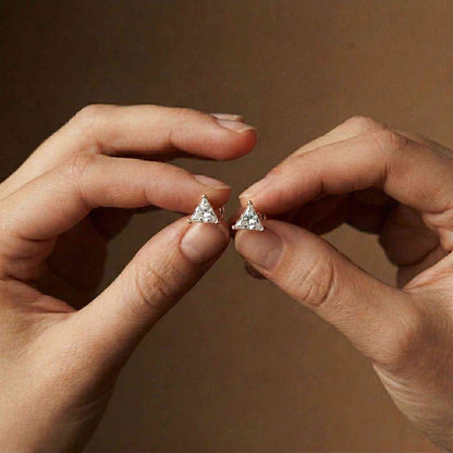 1.3Ct Moissanite Modern Trillion Cut Solitaire Stud Earrings