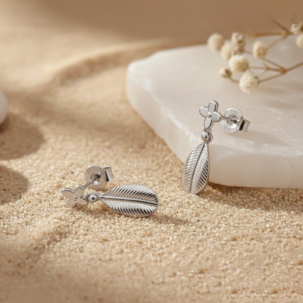 Silver Leafy Hazel Earrings