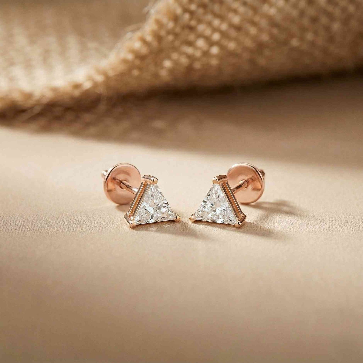 1.3Ct Moissanite Modern Trillion Cut Solitaire Stud Earrings