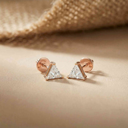 1.3Ct Moissanite Modern Trillion Cut Solitaire Stud Earrings