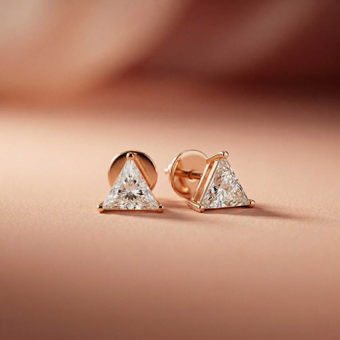 1.3Ct Moissanite Modern Trillion Cut Solitaire Stud Earrings