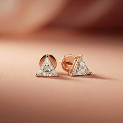 1.3Ct Moissanite Modern Trillion Cut Solitaire Stud Earrings