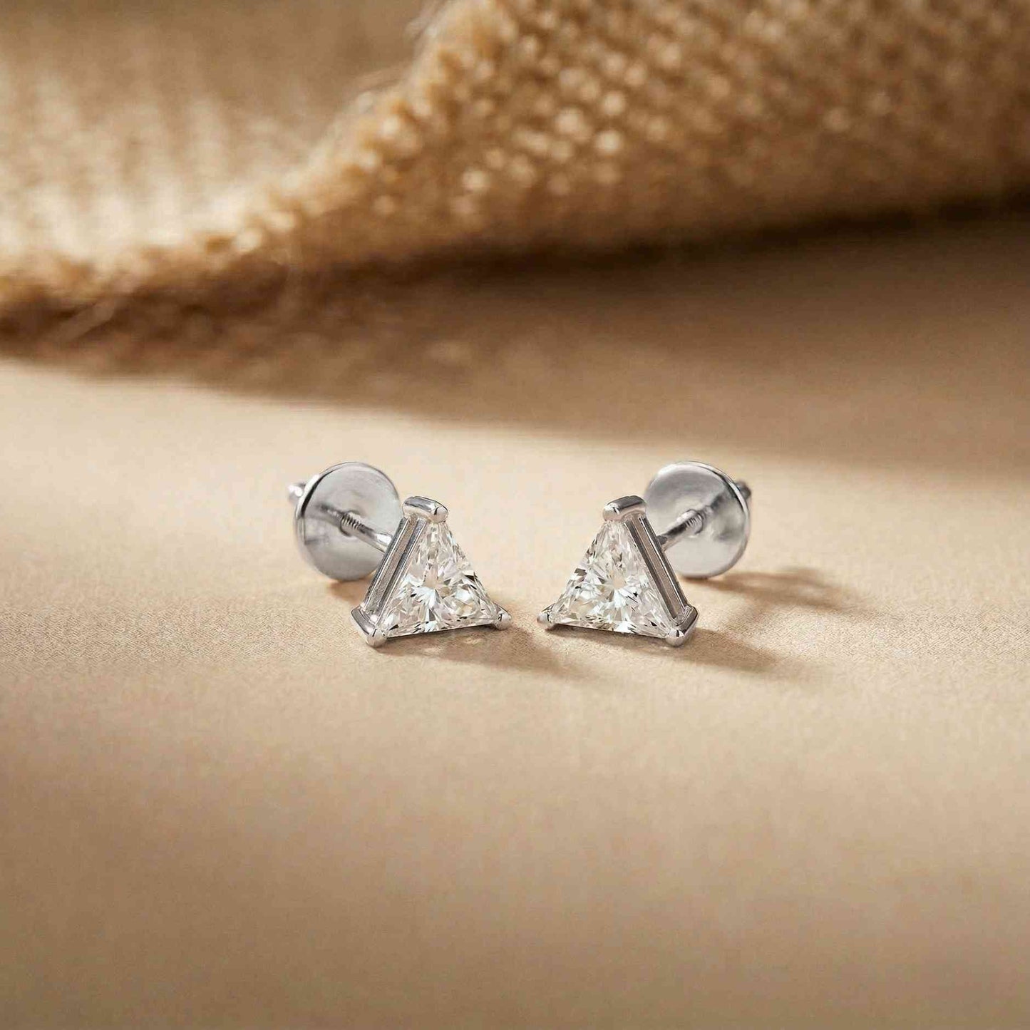 1.3Ct Moissanite Modern Trillion Cut Solitaire Stud Earrings