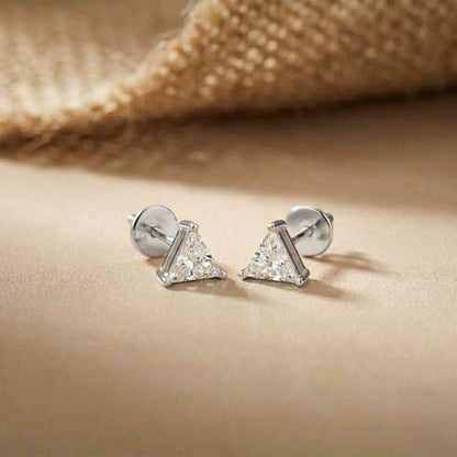 1.3Ct Moissanite Modern Trillion Cut Solitaire Stud Earrings