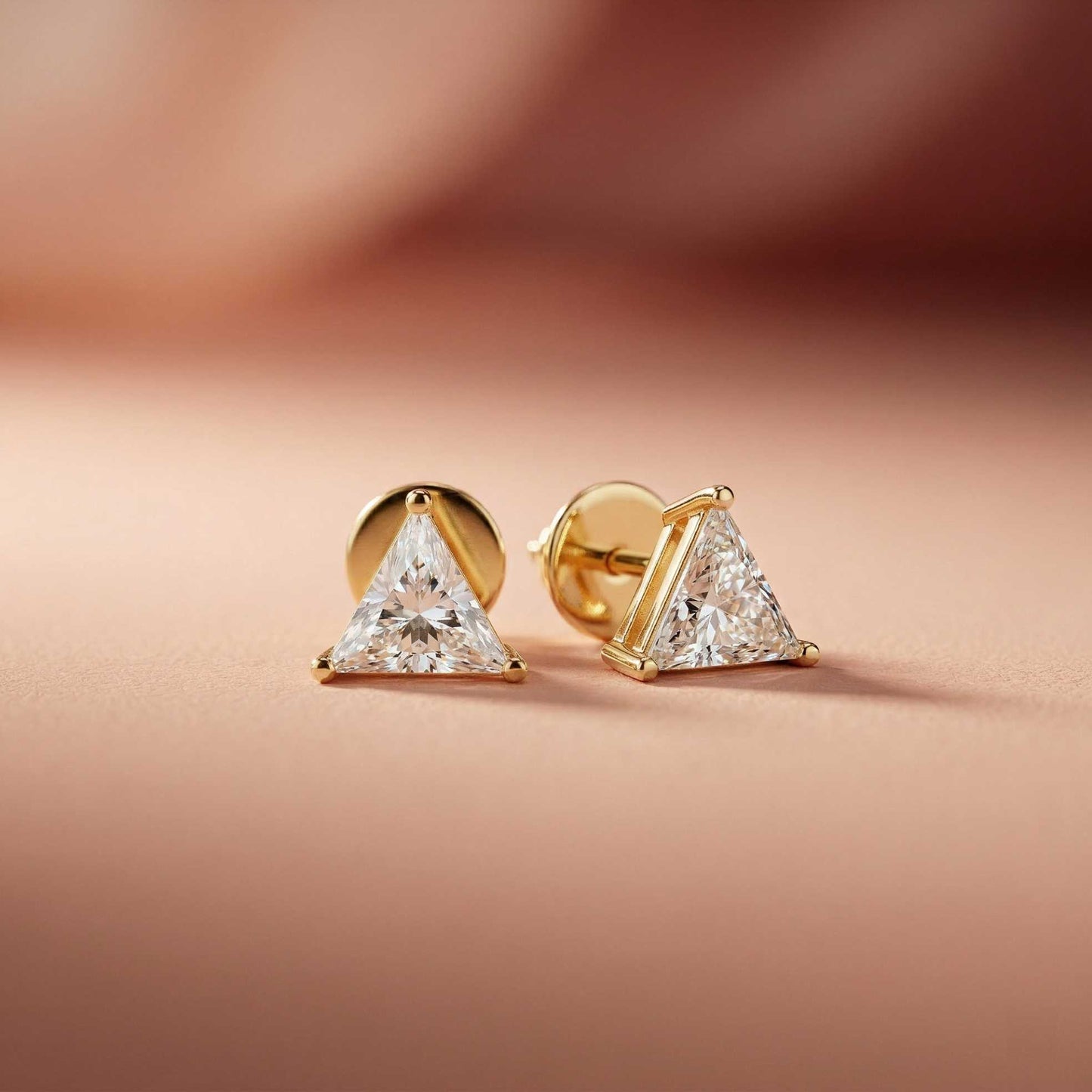 1.3Ct Moissanite Modern Trillion Cut Solitaire Stud Earrings