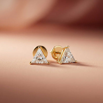 1.3Ct Moissanite Modern Trillion Cut Solitaire Stud Earrings