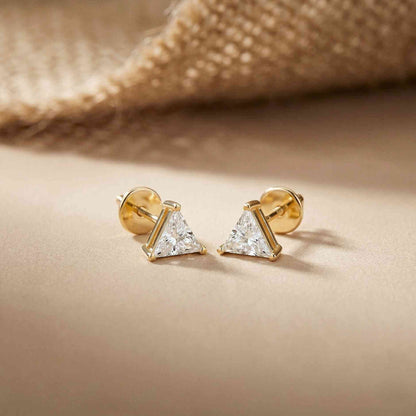 1.3Ct Moissanite Modern Trillion Cut Solitaire Stud Earrings