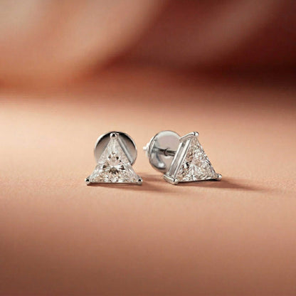 1.3Ct Moissanite Modern Trillion Cut Solitaire Stud Earrings