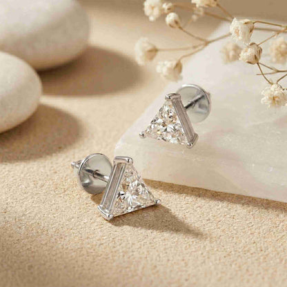 1.3Ct Moissanite Modern Trillion Cut Solitaire Stud Earrings