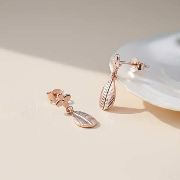Rose Gold Leafy Hazel Earrings