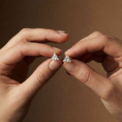1.3Ct Moissanite Modern Trillion Cut Solitaire Stud Earrings