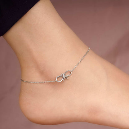Silver Bow Knot Anklet