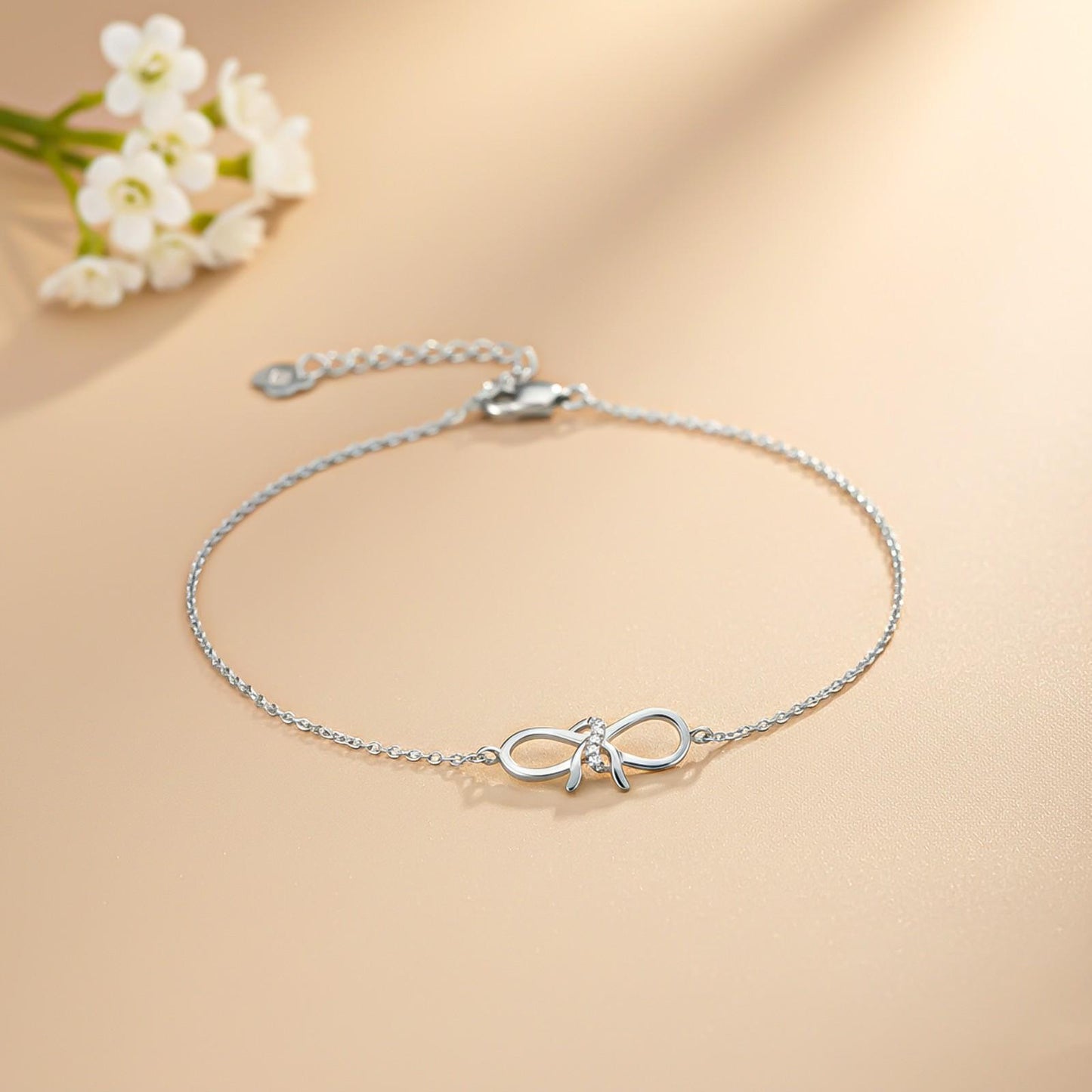 Silver Bow Knot Anklet