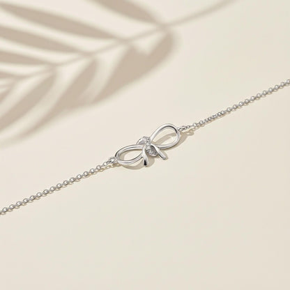 Silver Bow Knot Anklet
