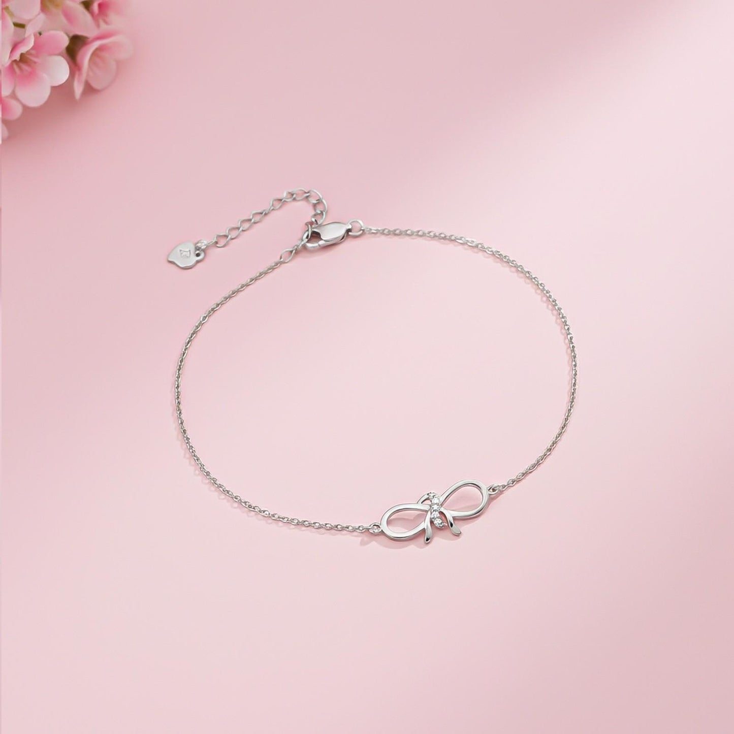 Silver Bow Knot Anklet