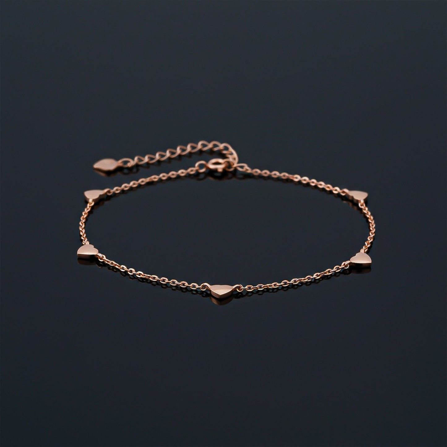 Rose Gold Heart Valentine Charms Anklet